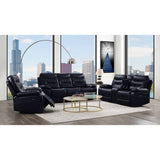 Aashi Navy LeatherGel Match Manual Reclining Sofa - Ornate Home