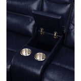 Aashi Navy LeatherGel Match Manual Reclining Sofa - Ornate Home