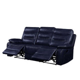 Aashi Navy LeatherGel Match Manual Reclining Sofa - Ornate Home