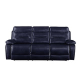 Aashi Navy LeatherGel Match Manual Reclining Sofa - Ornate Home