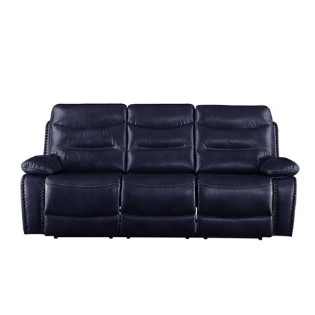 Aashi Navy LeatherGel Match Manual Reclining Sofa - Ornate Home
