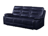 Aashi Navy LeatherGel Match Manual Reclining Sofa - Ornate Home