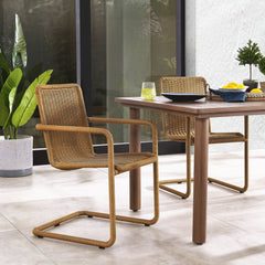 Abacus Natural Outdoor Patio Wicker Dining Chairs (Set of 2) - Ornate Home