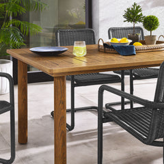 Abacus Slate/Natural 7-Piece Rectangular Outdoor Patio Aluminum Dining Table Set with Rattan Armchairs - Ornate Home