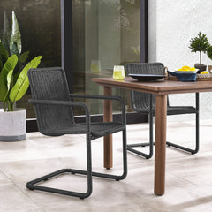 Abacus Slate Outdoor Patio Wicker Dining Chairs (Set of 2) - Ornate Home