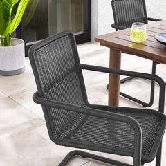Abacus Slate Outdoor Patio Wicker Dining Chairs (Set of 2) - Ornate Home