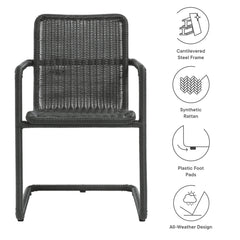 Abacus Slate Outdoor Patio Wicker Dining Chairs (Set of 2) - Ornate Home