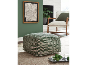 Abacy Green/Ivory Pouf (Online Special Price) - Ornate Home