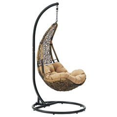 Abate Black/Mocha Wicker Rattan Outdoor Patio Swing Chair - Ornate Home