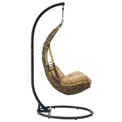 Abate Black/Mocha Wicker Rattan Outdoor Patio Swing Chair - Ornate Home