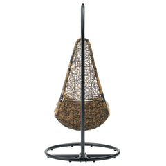 Abate Black/Mocha Wicker Rattan Outdoor Patio Swing Chair - Ornate Home