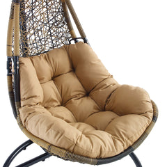 Abate Black/Mocha Wicker Rattan Outdoor Patio Swing Chair - Ornate Home