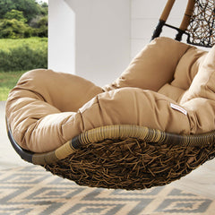 Abate Black/Mocha Wicker Rattan Outdoor Patio Swing Chair - Ornate Home