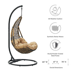 Abate Black/Mocha Wicker Rattan Outdoor Patio Swing Chair - Ornate Home