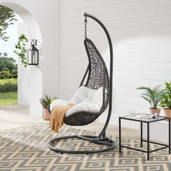 Abate Gray/White Wicker Rattan Outdoor Patio Swing Chair - Ornate Home