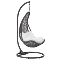 Abate Gray/White Wicker Rattan Outdoor Patio Swing Chair - Ornate Home