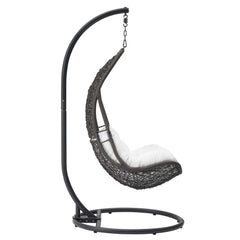 Abate Gray/White Wicker Rattan Outdoor Patio Swing Chair - Ornate Home