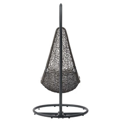 Abate Gray/White Wicker Rattan Outdoor Patio Swing Chair - Ornate Home