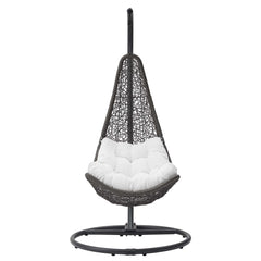 Abate Gray/White Wicker Rattan Outdoor Patio Swing Chair - Ornate Home