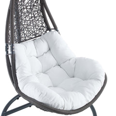 Abate Gray/White Wicker Rattan Outdoor Patio Swing Chair - Ornate Home