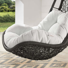 Abate Gray/White Wicker Rattan Outdoor Patio Swing Chair - Ornate Home