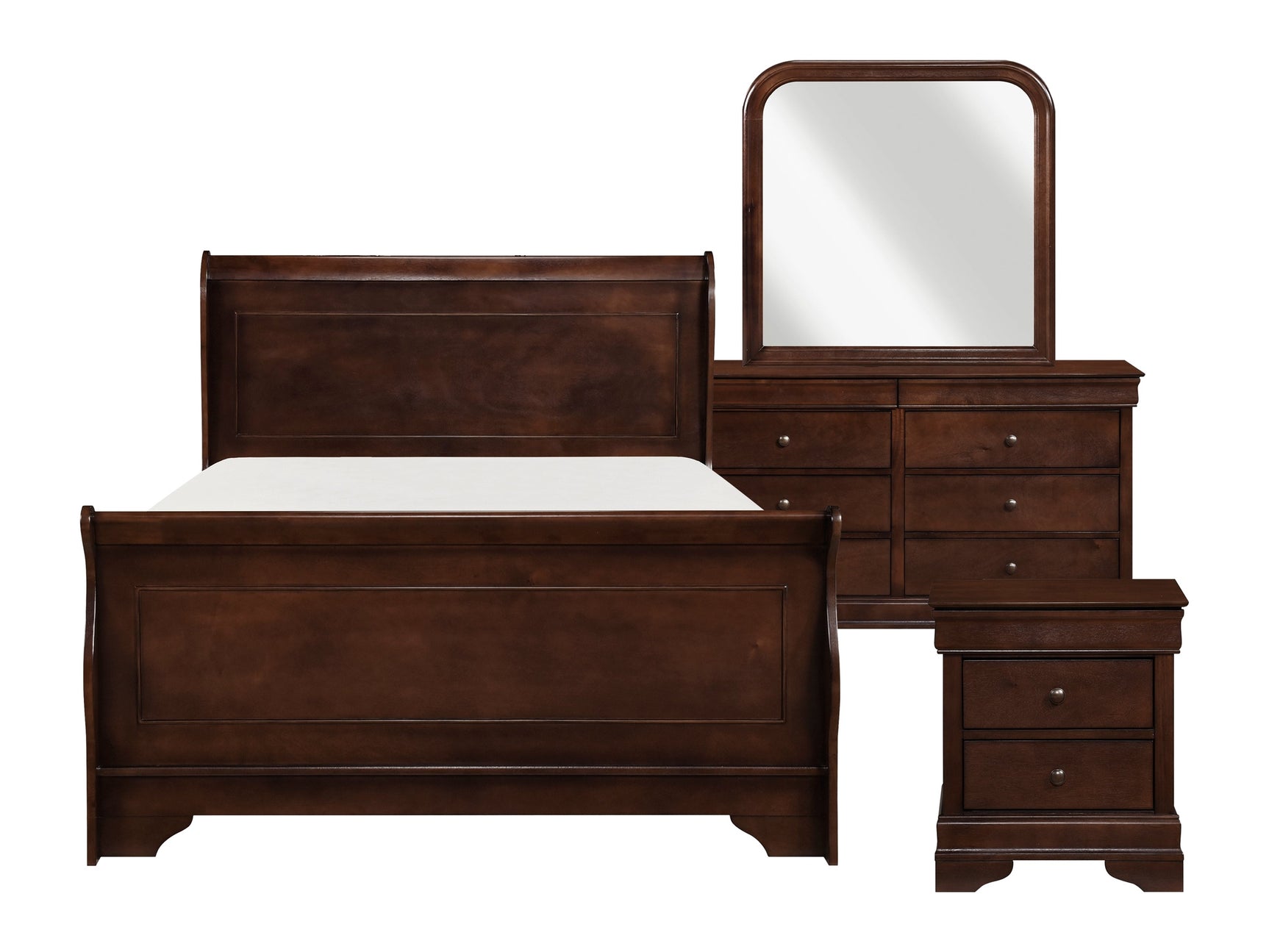 Abbeville Brown Cherry 4-piece Queen Bedroom Set - Ornate Home