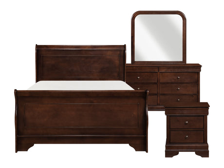 Abbeville Brown Cherry 4-piece Queen Bedroom Set - Ornate Home
