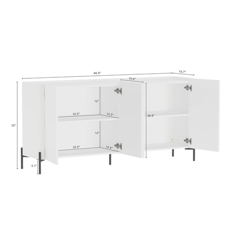 Abbey 66.9" Sideboard in White - Ornate Home