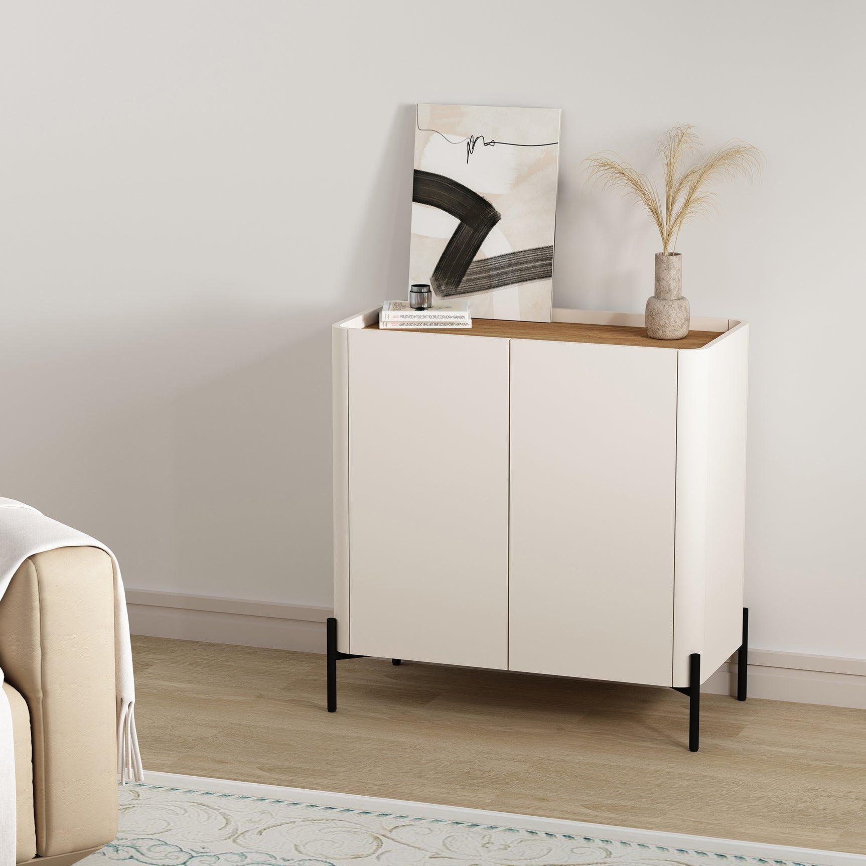 Abbey Accent Cabinet in Maple and Off White - Ornate Home