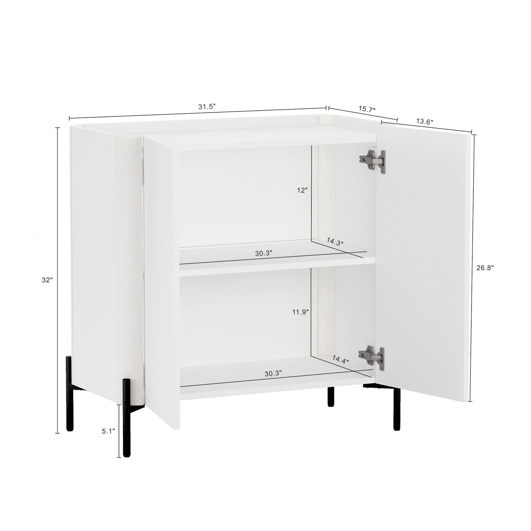 Abbey Accent Cabinet in White - Ornate Home