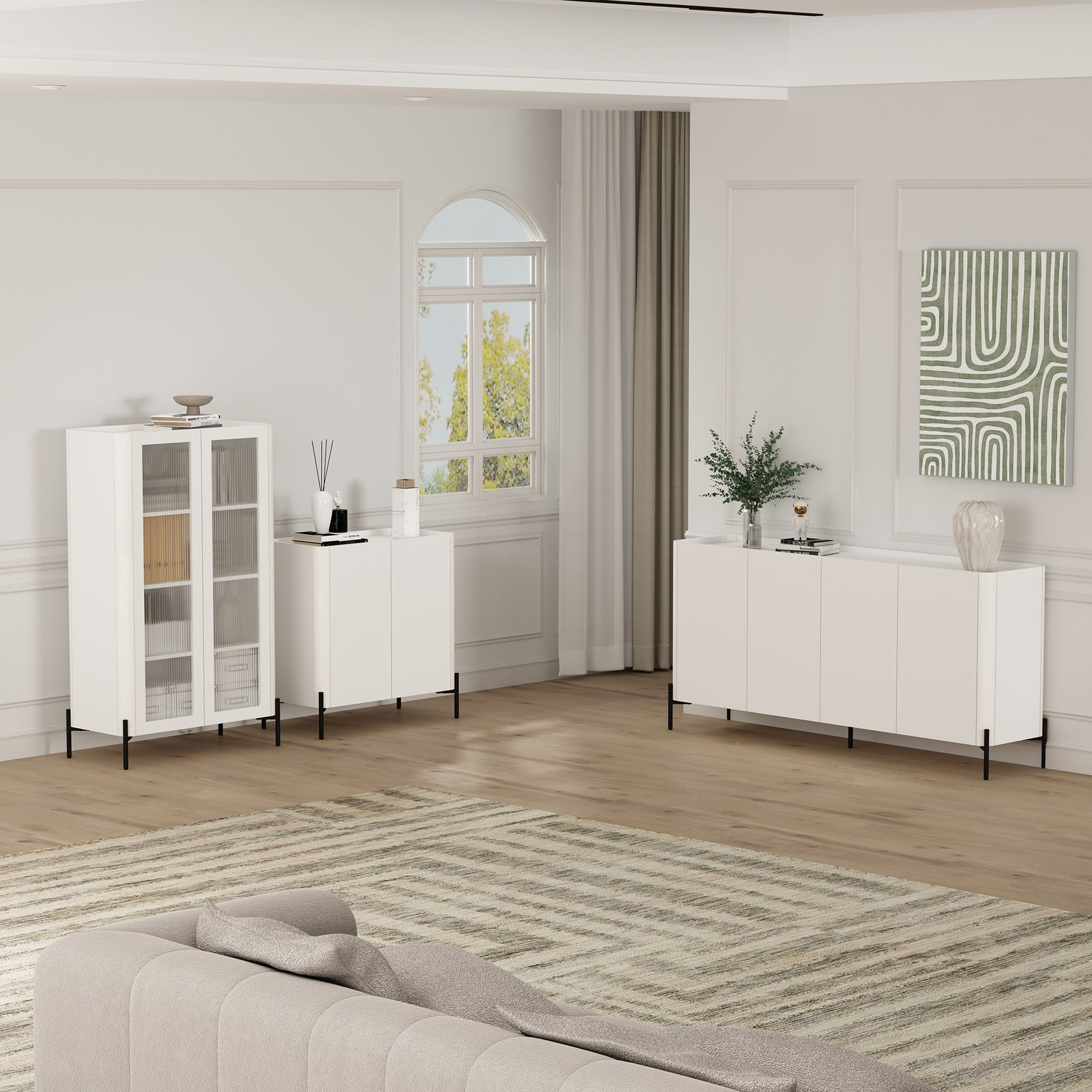 Abbey Accent Cabinet in White - Ornate Home