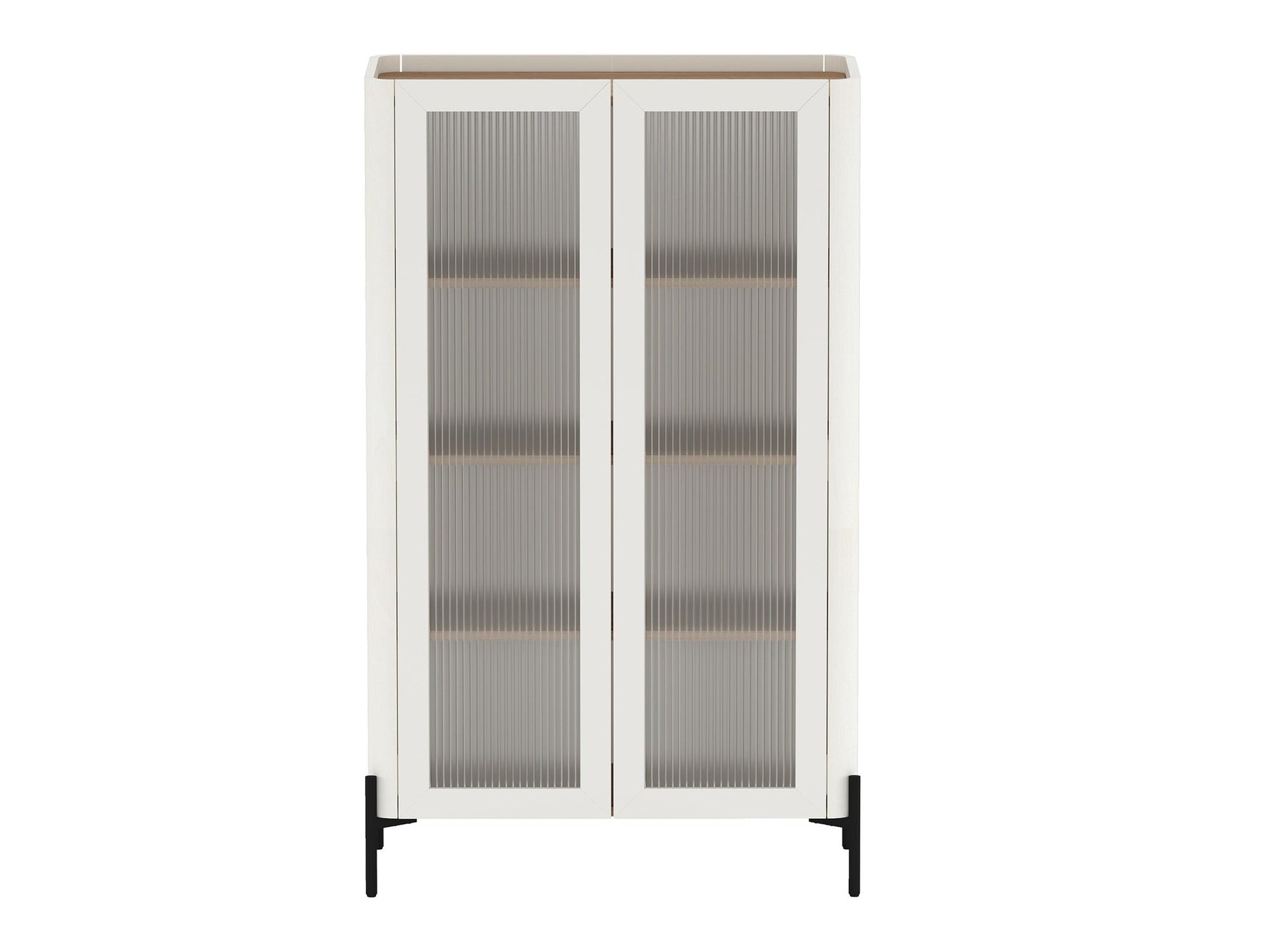 Abbey Décor Glass Cabinet in Maple and Off White - Ornate Home