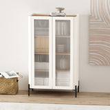 Abbey Décor Glass Cabinet in Maple and Off White - Ornate Home