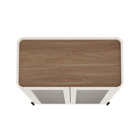 Abbey Décor Glass Cabinet in Maple and Off White - Ornate Home