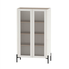 Abbey Décor Glass Cabinet in Maple and Off White (set of 2) - Ornate Home