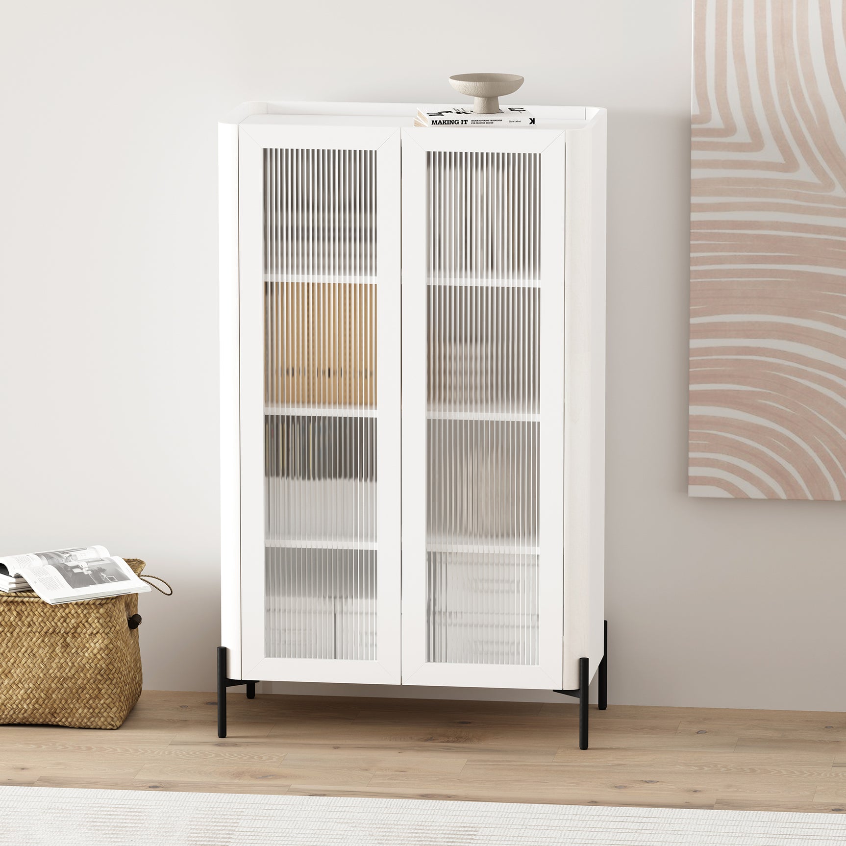Abbey Décor Glass Cabinet in White - Ornate Home