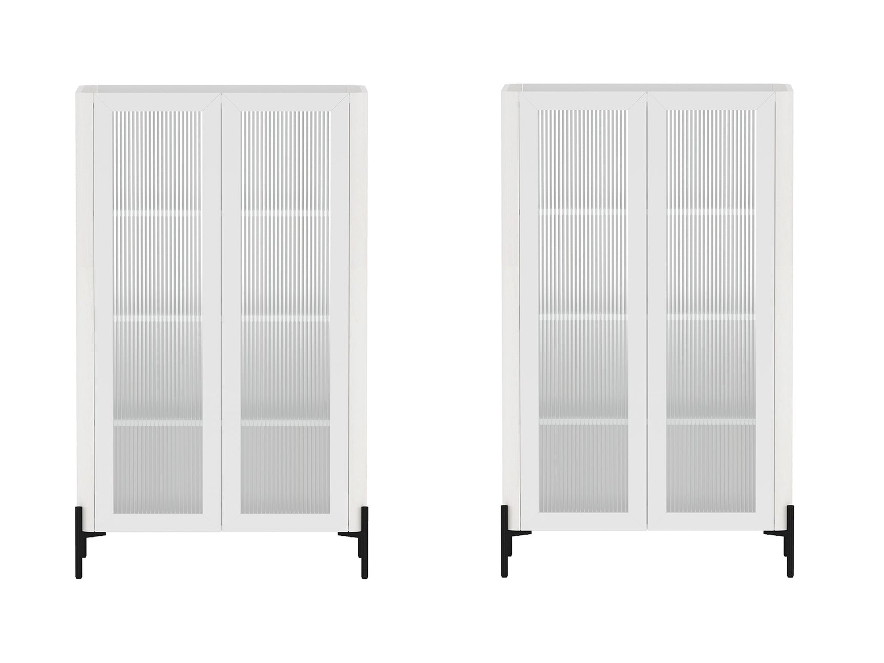 Abbey Décor Glass Cabinet in White (set of 2) - Ornate Home