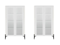 Abbey Décor Glass Cabinet in White (set of 2) - Ornate Home
