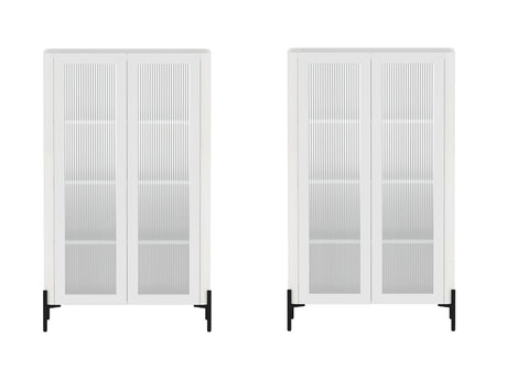 Abbey Décor Glass Cabinet in White (set of 2) - Ornate Home