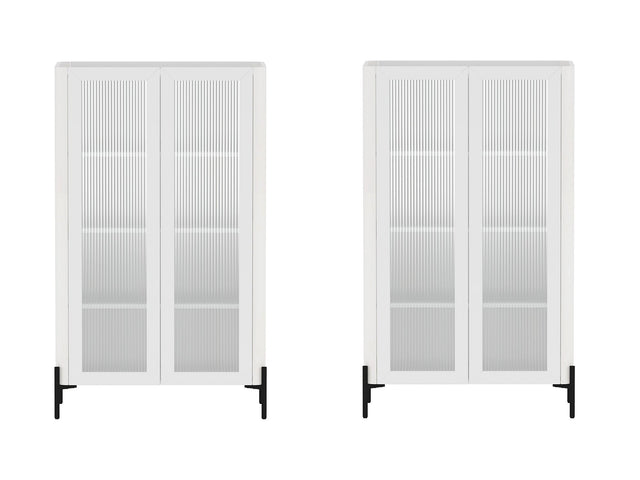 Abbey Décor Glass Cabinet in White (set of 2) - Ornate Home