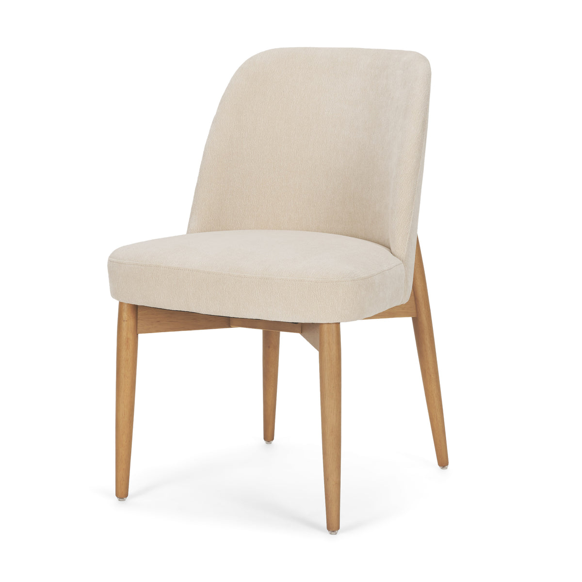 Abbie Oatmeal/Brown Curved Back Dining Side Chair (Set of 2) - Ornate Home