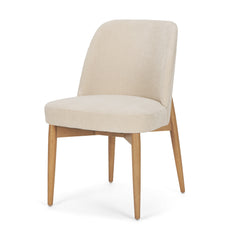 Abbie Oatmeal/Brown Curved Back Dining Side Chair (Set of 2) - Ornate Home