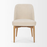 Abbie Oatmeal/Brown Curved Back Dining Side Chair (Set of 2) - Ornate Home