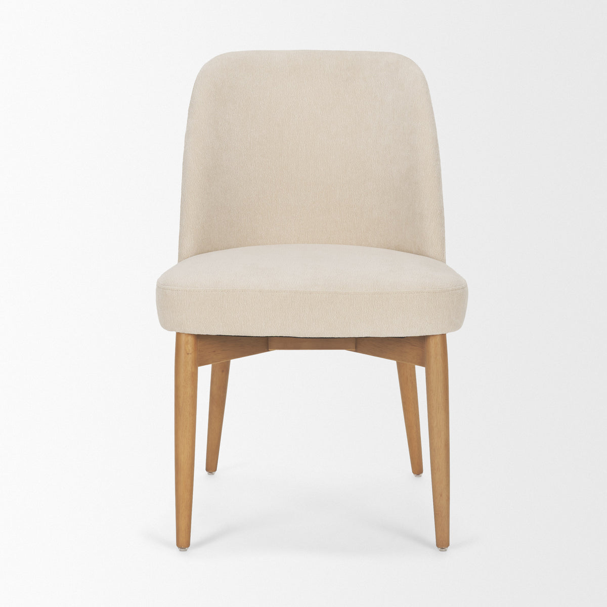 Abbie Oatmeal/Brown Curved Back Dining Side Chair (Set of 2) - Ornate Home