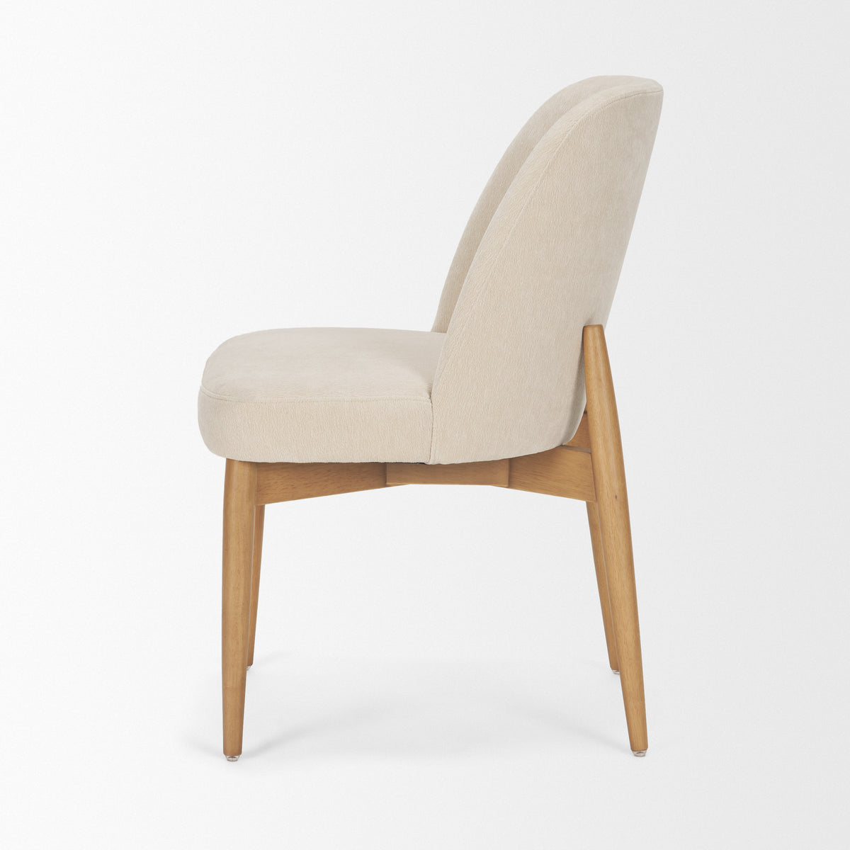 Abbie Oatmeal/Brown Curved Back Dining Side Chair (Set of 2) - Ornate Home