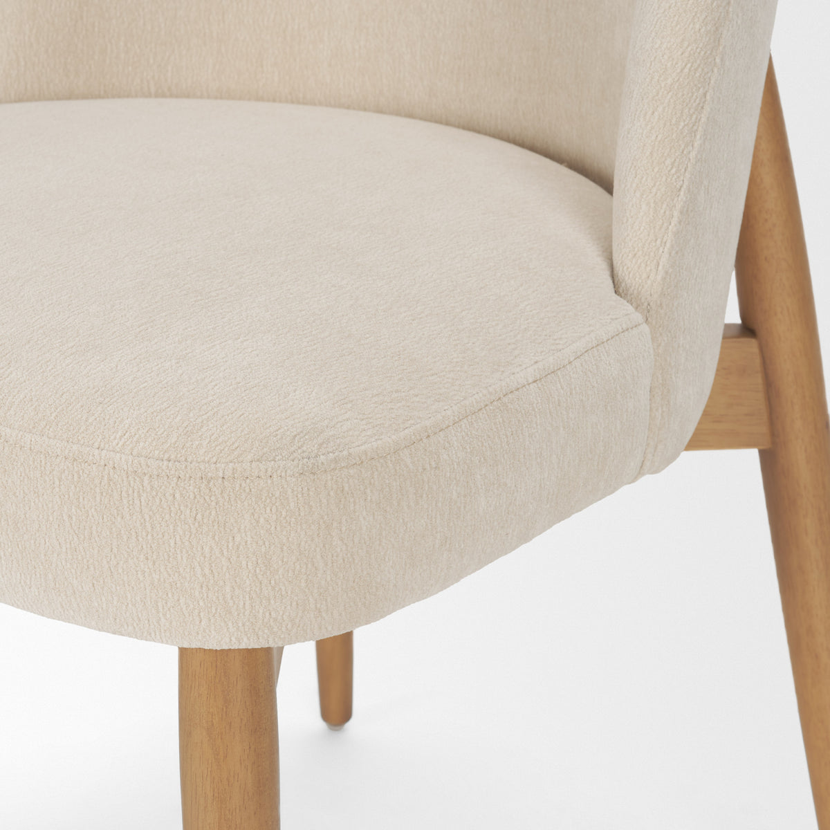 Abbie Oatmeal/Brown Curved Back Dining Side Chair (Set of 2) - Ornate Home