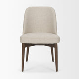 Abbie Oatmeal/Dark Brown Curved Back Dining Side Chair (Set of 2) - Ornate Home