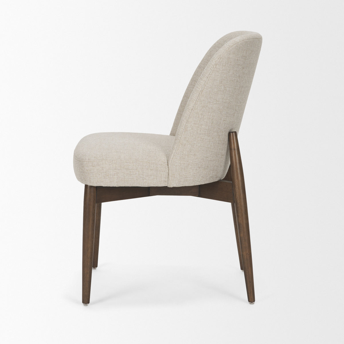 Abbie Oatmeal/Dark Brown Curved Back Dining Side Chair (Set of 2) - Ornate Home
