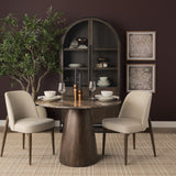 Abbie Oatmeal/Dark Brown Curved Back Dining Side Chair (Set of 2) - Ornate Home