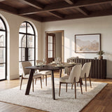 Abbie Oatmeal/Dark Brown Curved Back Dining Side Chair (Set of 2) - Ornate Home